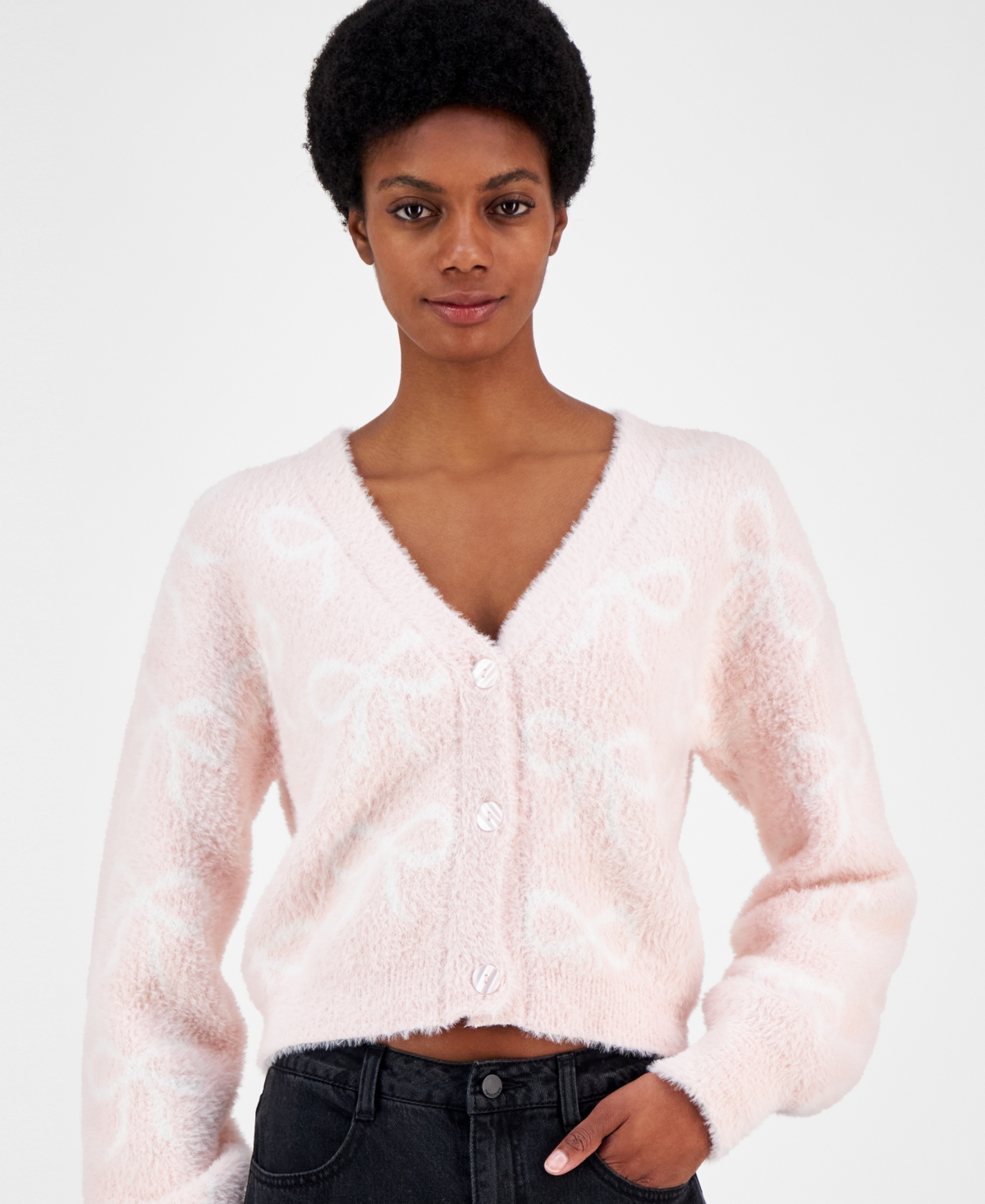 売れ筋商品|||マッデンガール ニット&セーター アウター レディース Juniors' Lurex Eyelash Crewneck Sweater Icy Pink 送料無料】 マッデンガール レディース ニット・セーター