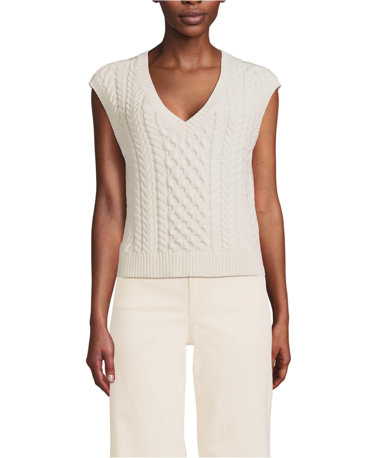 Lands' End Women's Cable Vest Sweater