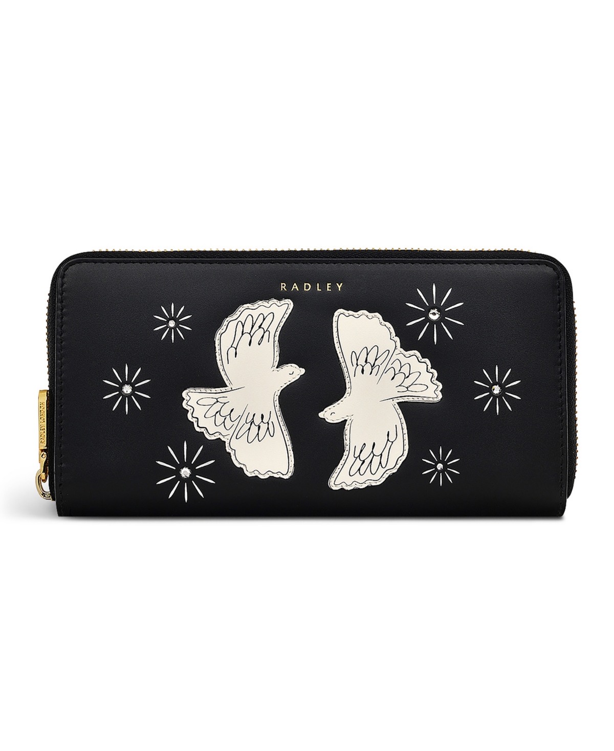 Two Turtle Doves Large Zip Around Wallet - Black