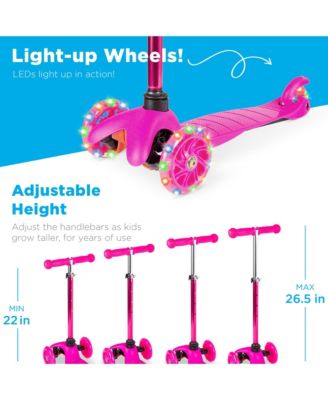Kids Mini Kick Scooter Toy w/ Light-Up Wheels and Height Adjustable T-Bar