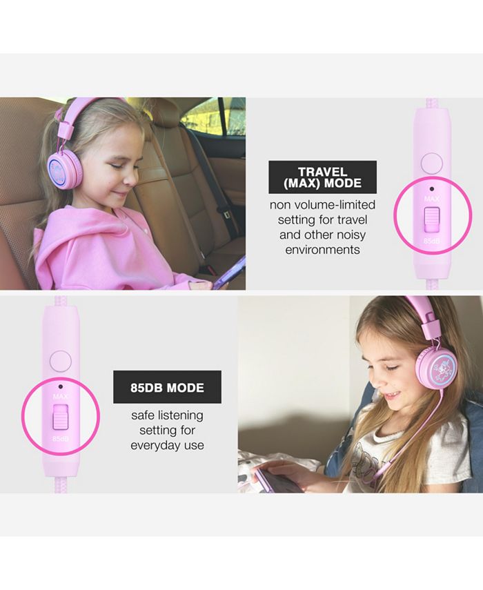 MEE audio KidJamz KJ55 Safe Listening USB-C Headphones for Kids w/ LED Lights - Pink