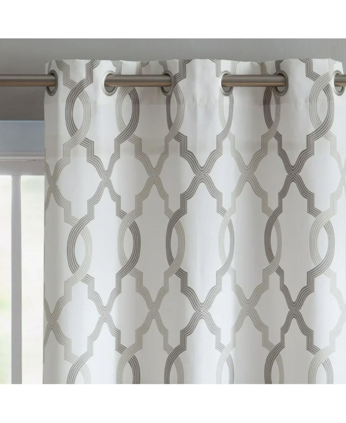 Kate Aurora 2 Piece Grommet Top Light Filtering Geometric Window Curtain Panels - in. Long - Navy Blue