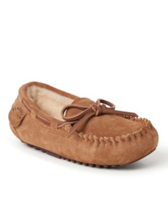 Dearfoams Kids Fireside By Parke Genuine Shearling Moccasin Slipper