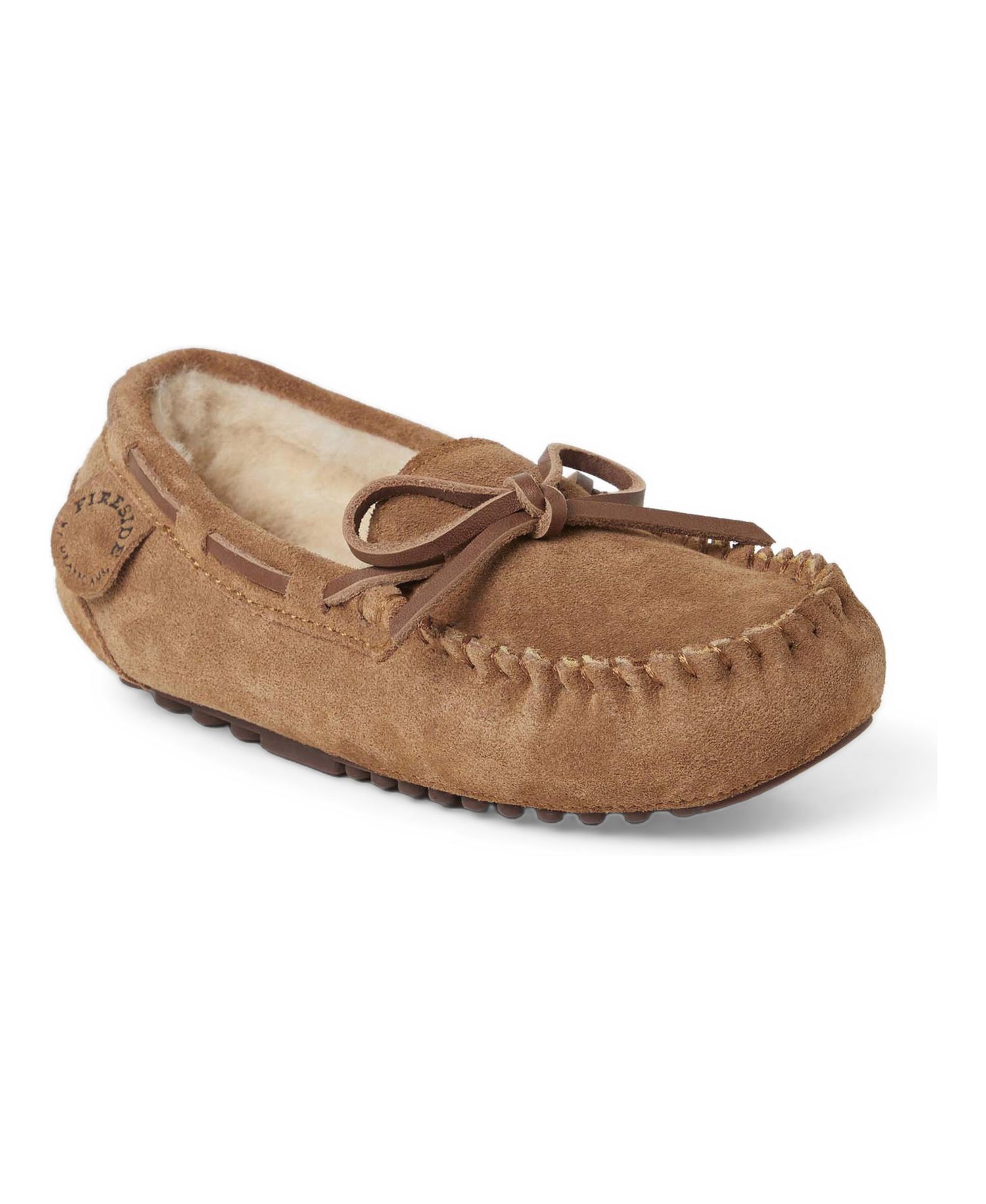 Dearfoams Fireside By Kid's Parke Genuine Shearling Moccasin Slipper