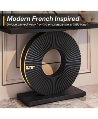 Modern Console Table with Geometric Base, 40 inch Wood Entryway Table Sofa Table Narrow Long for Living Room, Entryway, Hallway