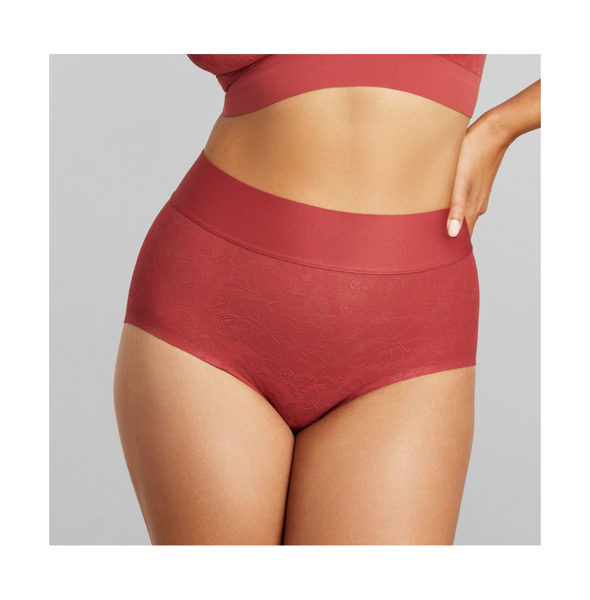 Women's Soft Lace Boy Brief - Rosewood