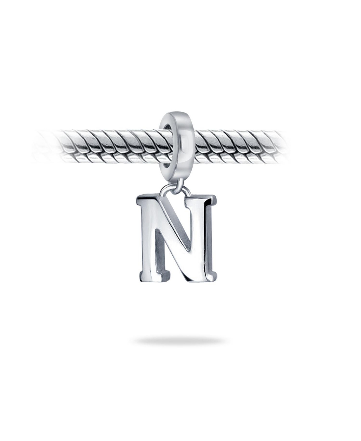 Bling Jewelry Dangle Block Letter A-z Alphabet Initial Charm Bead For Women Solid .925 Sterling Silver Fits European Bracelet