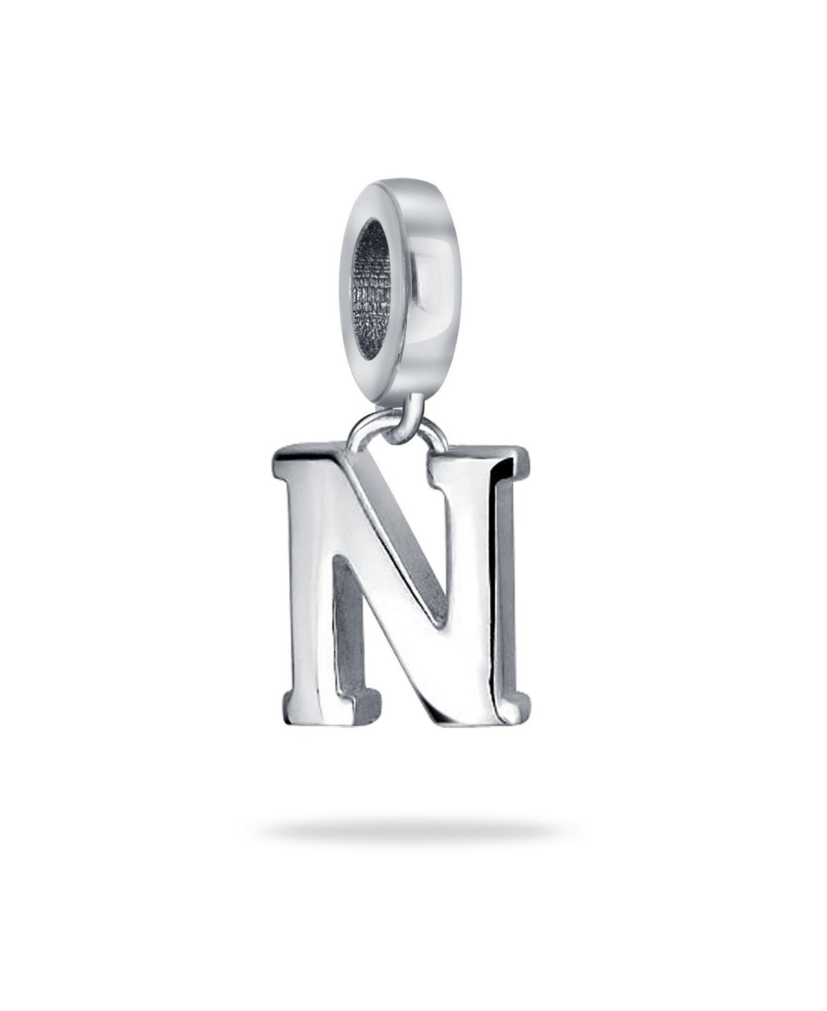 Bling Jewelry Dangle Block Letter A-z Alphabet Initial Charm Bead For Women Solid .925 Sterling Silver Fits European Bracelet
