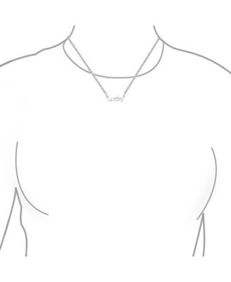 Sideways Station Necklace Dainty Block Letters Lucky Word Necklace Pendant .925 Sterling Silver