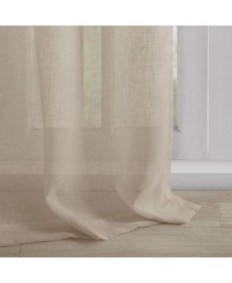 Rosette Floral Embellished Cuff Tab Top Solid Curtain Panel, 50"W x 95"L