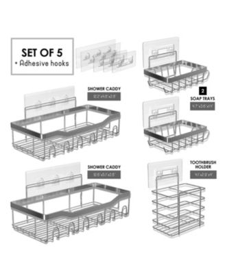 Premium Adhesive Shower Caddy & Bathroom Organizer - Grey