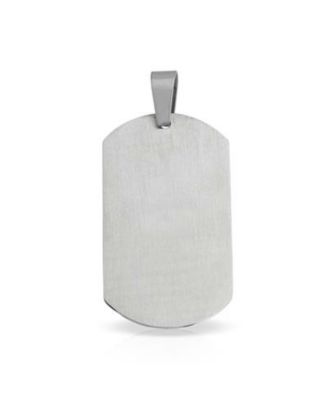 GeometricCZ Dog Tag Pendant Necklace Stainless Steel With Chain 24 Inch