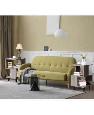 2 PCS Nightstand Set Modern Side End Table Storage Shelf Grey