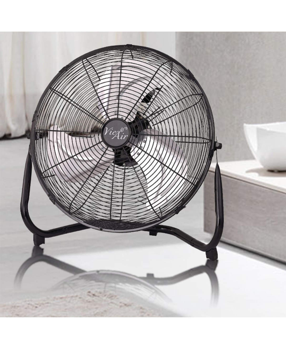 Vie Air Industrial High Velocity Heavy Duty Metal Floor Fan with 3 Speed Settings