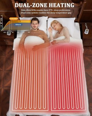 King Size Waffle Sherpa Electric Heated Blanket with Dual Control, 100" x 90"