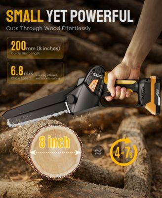 Cordless 8-Inch Mini Chainsaw with Brushless Motor, 20V Battery, Auto-Oiling, and Safety Lock