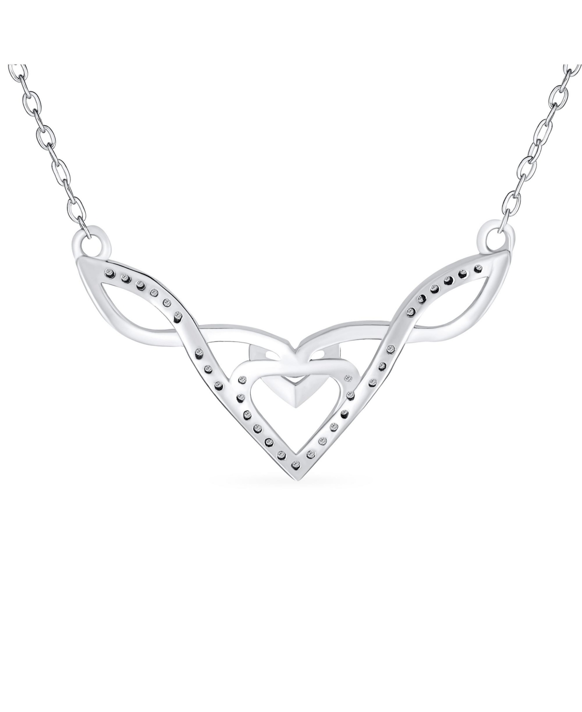 Bling Jewelry Good Luck Friendship Cz Accent Heart Trinity Irish Love Knot Infinity Celtic Necklace Collar Pendant Couples .925 Sterling Silver