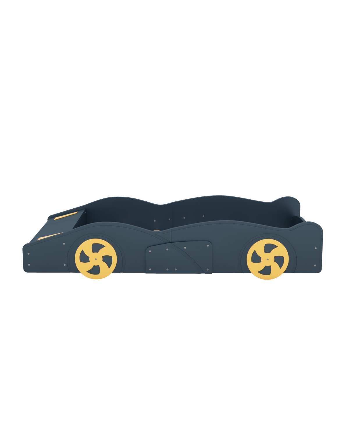 Slickblue Twin Size Race Car-Shaped Platform Bed with Wheels and Storage - Yellow