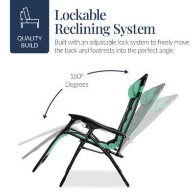 Oversized Padded Zero Gravity Chair, Folding Outdoor Patio Recliner w/ Side Tray