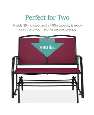 2-Person Outdoor Swing Glider, Steel Patio Loveseat, Bench Rocker with Armrests