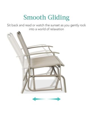 2-Person Outdoor Swing Glider, Steel Patio Loveseat, Bench Rocker with Armrests
