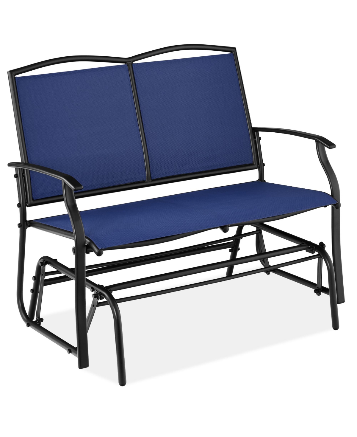 Best Choice Products 2-Person Outdoor Swing Glider, Steel Patio Loveseat, Bench Rocker w/ Armrests -black