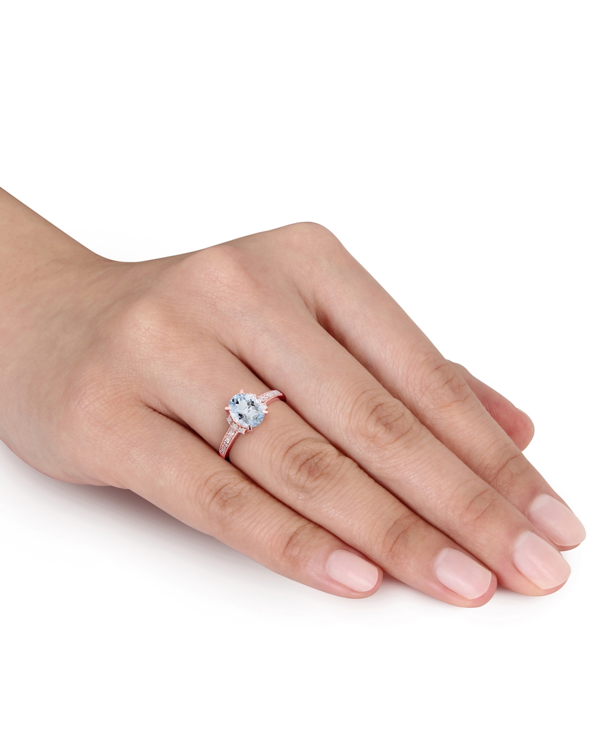 Macy's Morganite (1-1/7 Ct. T.w.) And Diamond (1/20 Ct. T.w.) Ring In 18k Rose Gold Over Sterling Silver (a In Aquamarine Rose