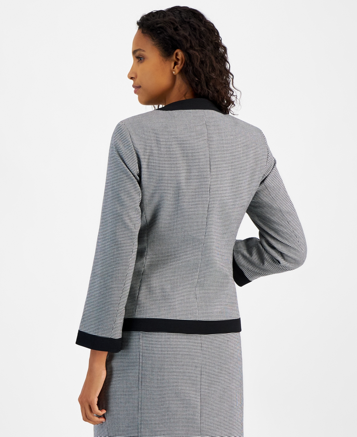 Kasper Women's Printed Open-front Blazer In Black,white