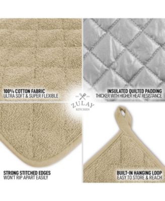 Cotton Pot Holder 7x7 Inch Heat Resistant Quilted Terry Cloth (1 Pack)