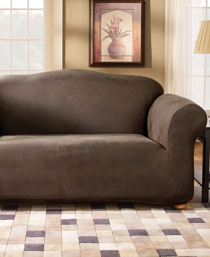 T Cushion Loveseat Sofa Slipcover, Faux Leather Couch Slipcover