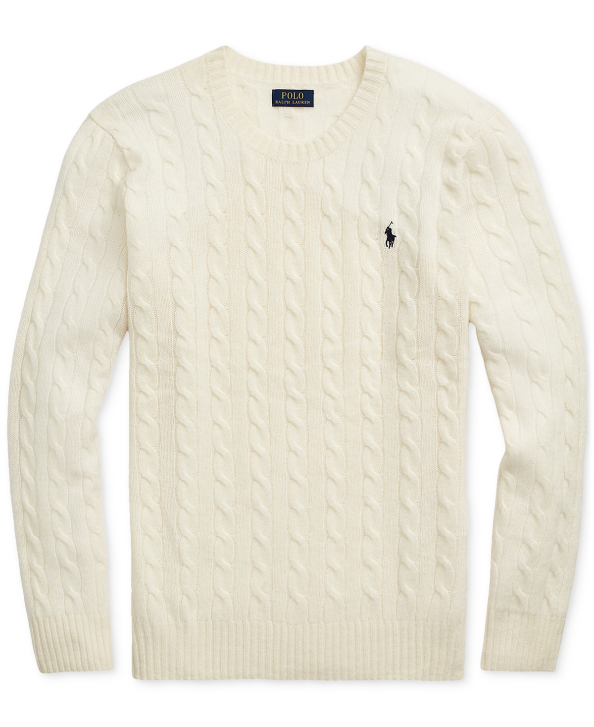 Polo Ralph Lauren Textured Cable Knit Sweater With Round Neckline And Fitted Silhouette In Natural