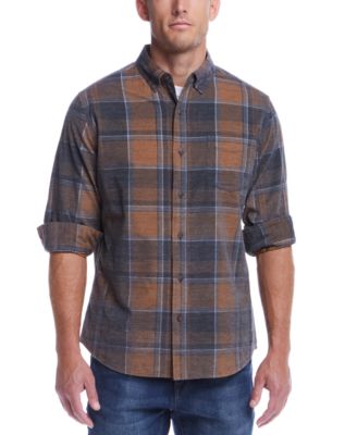Weatherproof Vintage - Men's Distressed Plaid Corduroy Long Sleeve Button Down Shirt