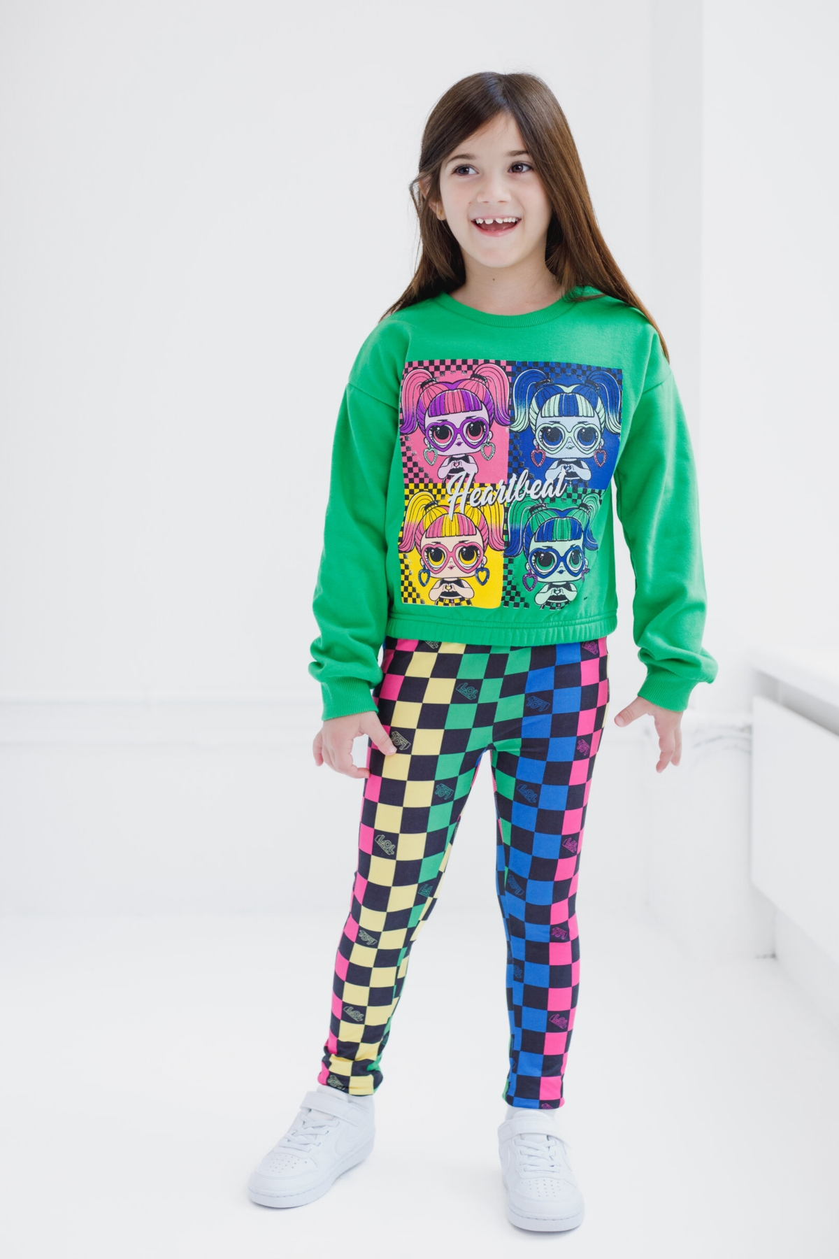 L.o.l. Surprise! Girls Fleece Sweatshirt and Leggings Outfit Set to (4 - 18-20) - checked design