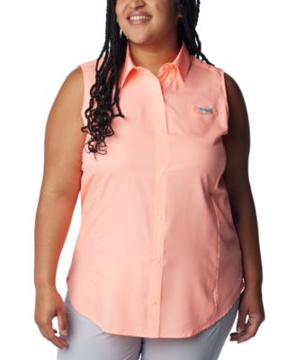 Plus Size PFG Tamiami Button-Front Sleeveless Top