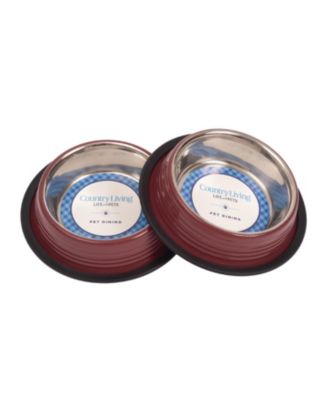 Set of 2 Ribbed Non-Slip Stainless Steel Pet Bowls – Durable and Safe Dog Bowls