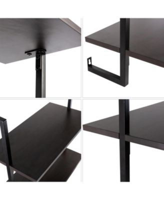 Madera  Industrial 3-Shelf Wood Wall-Mounted Open Ladder Bookcase, Metal Frame