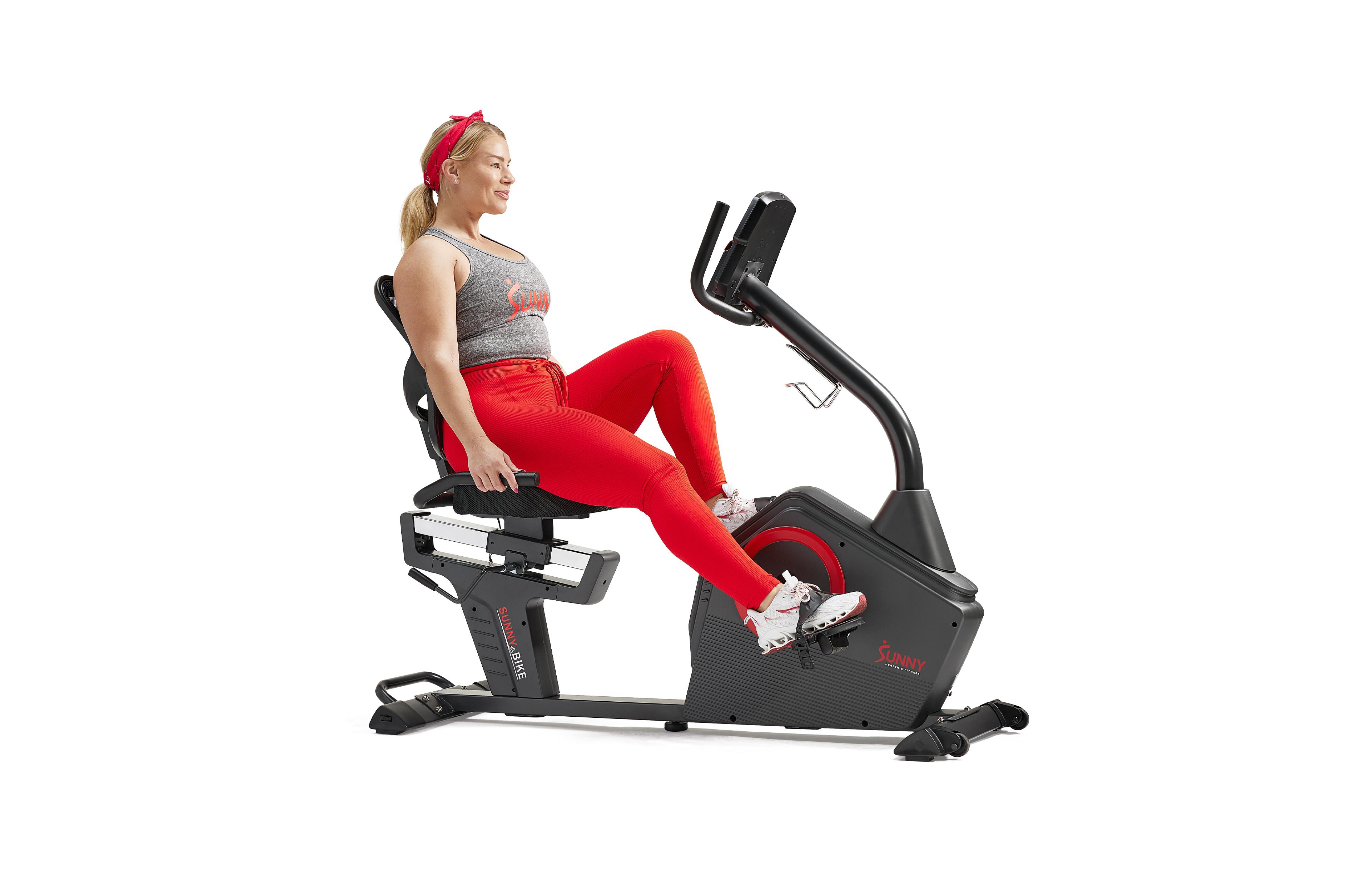 Sunny Health & Fitness Premium Magnetic Resistance Smart Recumbent Bike with Exclusive SunnyFit App Enhanced Bluetooth Connectivity