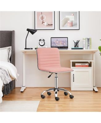 Swivel Velvet Low Back Armless Office Desk Chair with Wheels