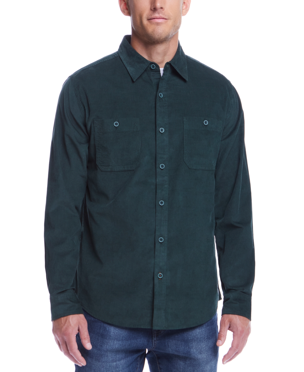 Weatherproof Vintage Men's Thin Whale Corduroy Long Sleeve Button Front Shirt