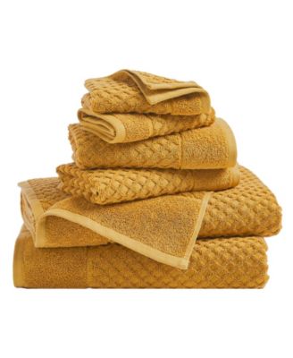 Quick-Drying Cotton Diamond Waffle Textured 6-Piece Bath Towel Set 54x27x0.5 inches,26x16 inches