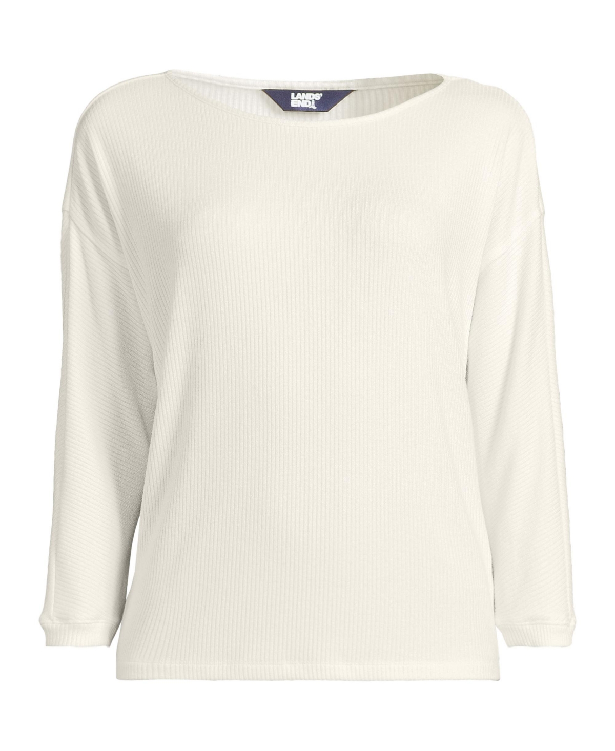 Lands' End Plus Size 3/4 Sleeve Cozy Rib Dolman Top