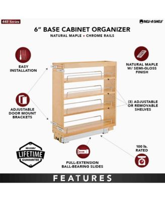 6" Pullout Kitchen Cabinet Organizer Pantry Spice Rack, 448-BC-6C