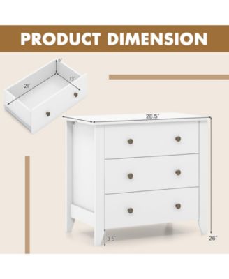 3 Drawer Dresser Chest of Drawers Bedside Table