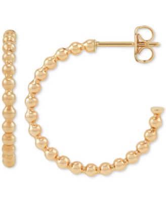 2-Pc. Set Polished & Beaded Small Hoop Earrings in 10k Gold, 1/2" & 3/4"
