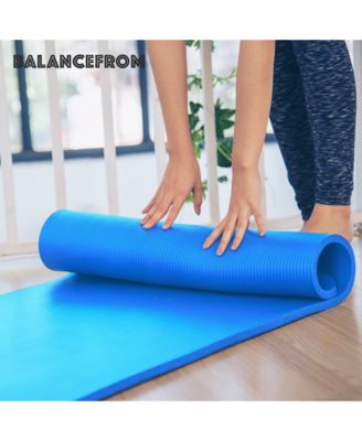 BalanceFrom GoCloud 1" Extra Thick Exercise Yoga Mat with Carrying Strap, Blue