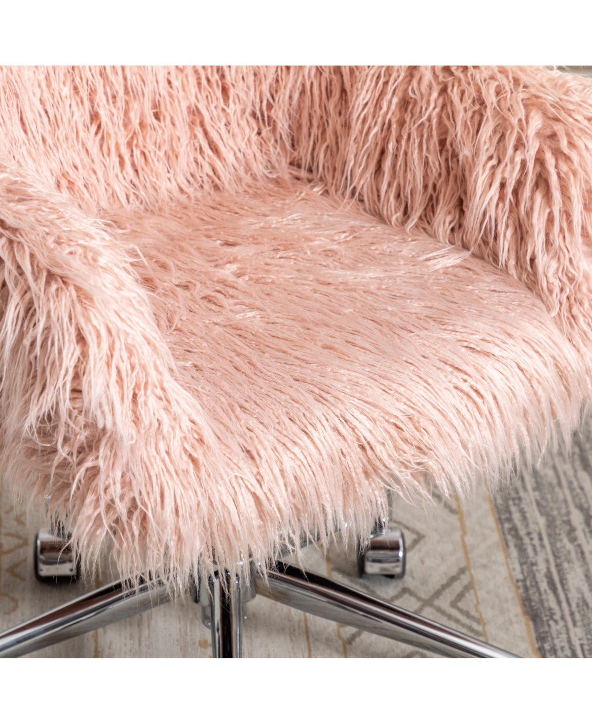 Slickblue Modern Faux fur home office chair, fluffy chair for girls, makeup vanity Chair