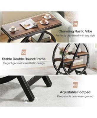 Wood End Table Set of 2, 3-Tier Narrow Sofa Side Table with Storage for Living Room, Industrial Nightstand and Bedside Table