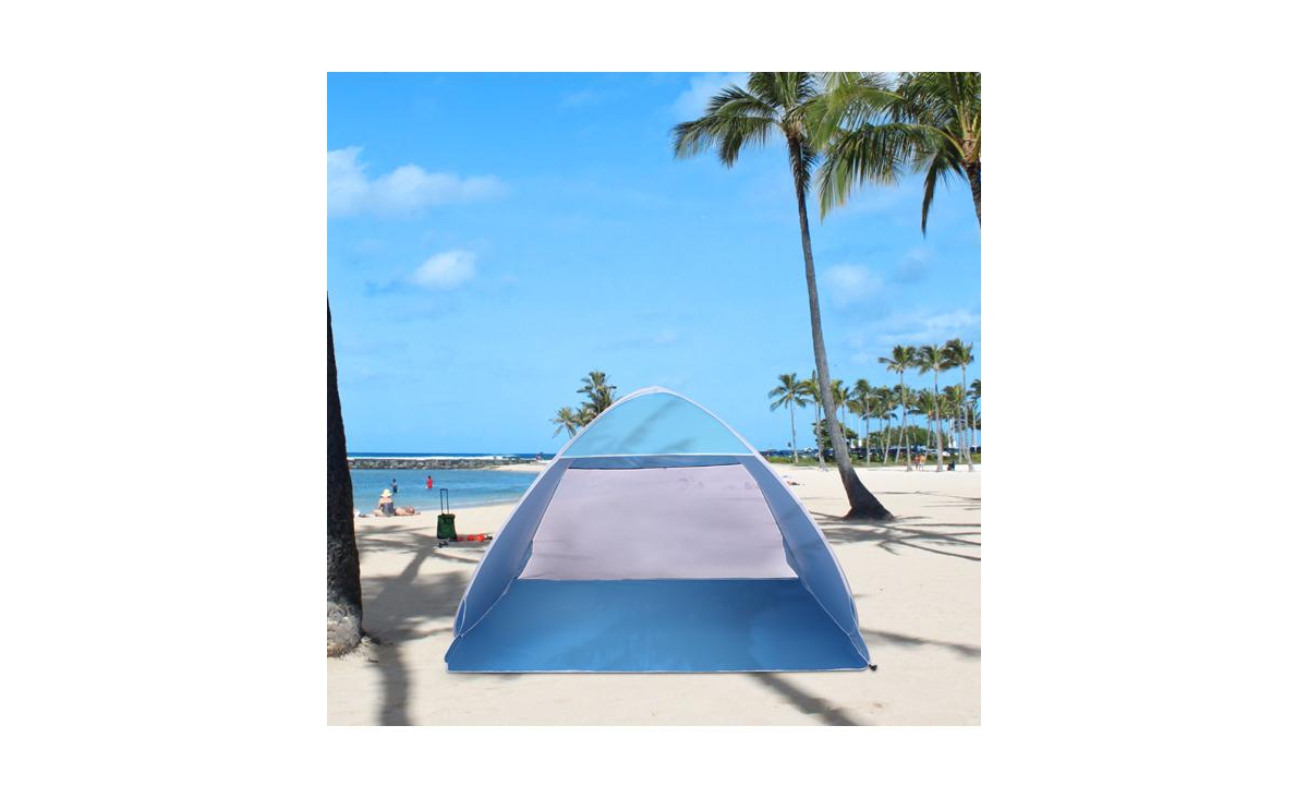 Slickblue 2-3 Person Beach Tent – Pop-Up Sun Shelter, Automatic Sun Umbrella, Ideal for Fishing and Beach - Blue