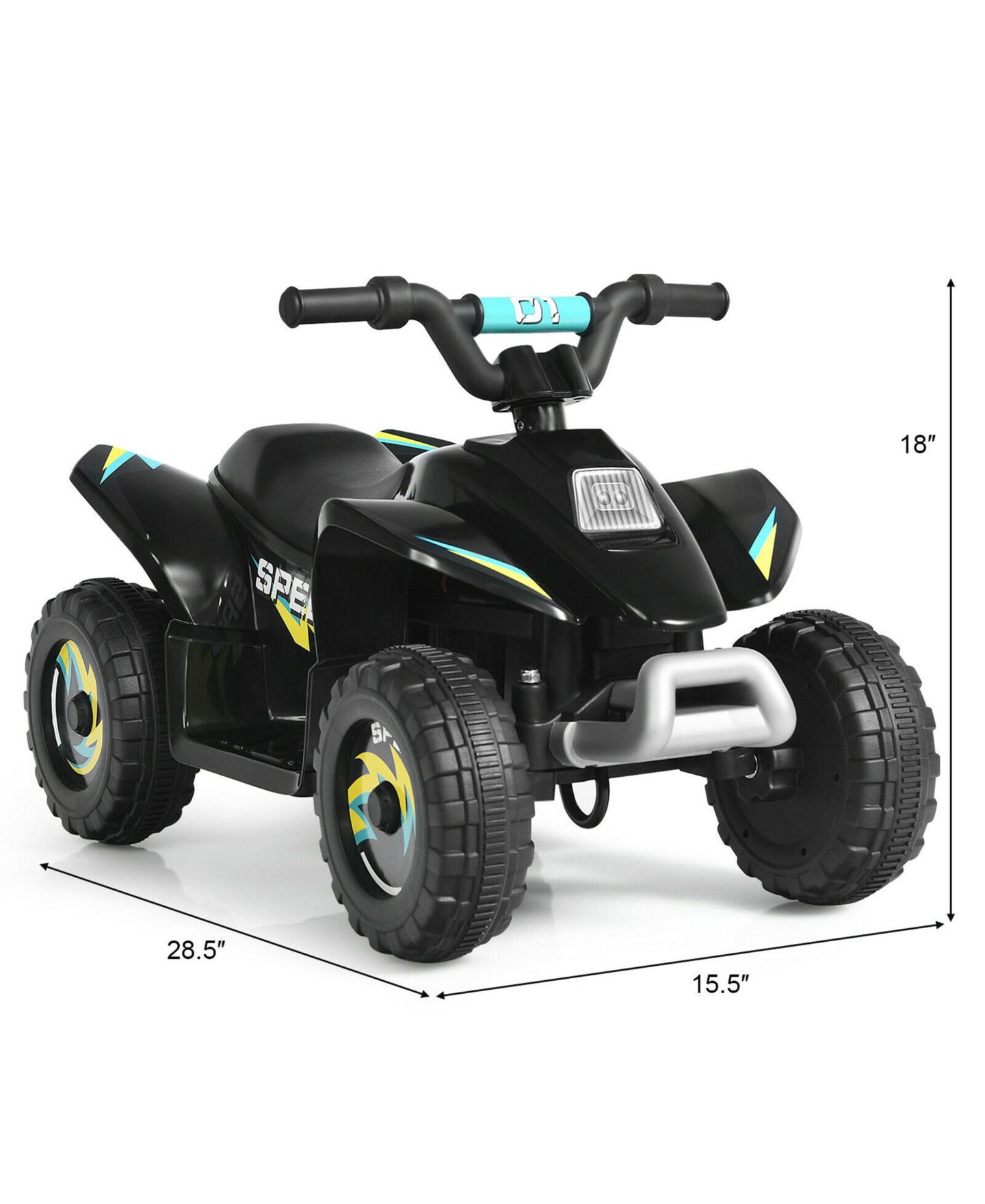 Детская игрушка Gymax 6V Kids Electric Quad Ride-On with Forward & Reverse, Ages 3-8, цвет: Чёрный, вариант 1 — фото 4