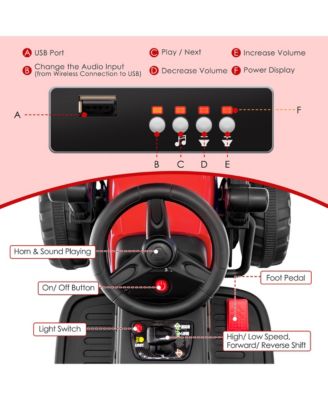 Kids Ride On Roller 12V Electric Tractor Remote w/ Music & LED Light